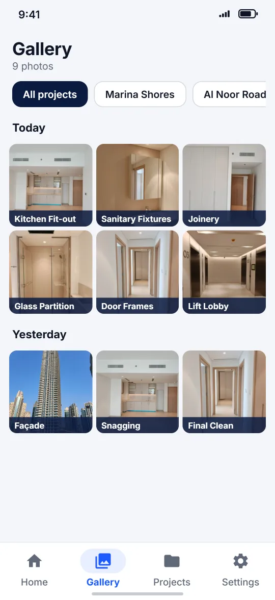 Gallery organised by project and activity