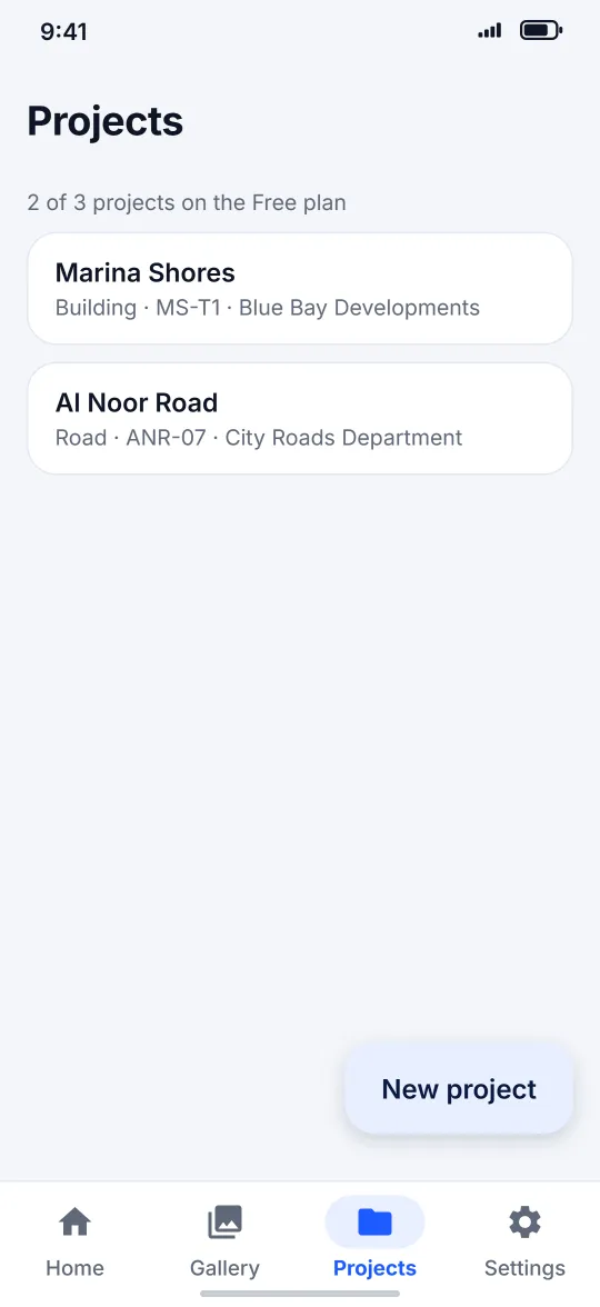 Projects list